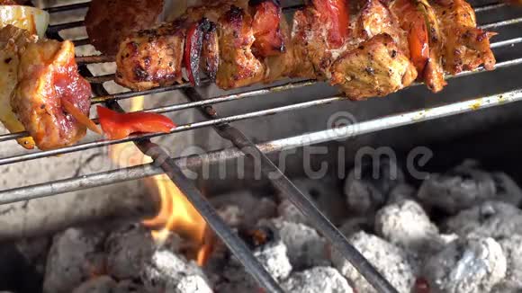 烧烤炉烧肉动作缓慢视频的预览图