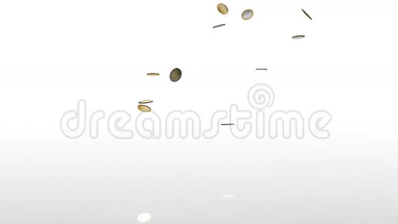 欧元硬币落在白色反光地板上相机旋转阿尔法股票镜头视频的预览图