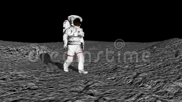 宇航员在月球上行走欣赏美丽的地球CG动画视频的预览图