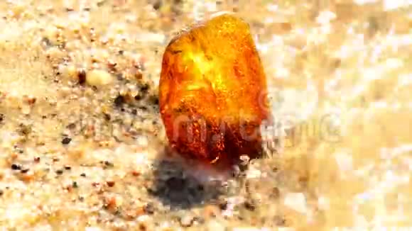 波罗的海海滩上的琥珀视频的预览图