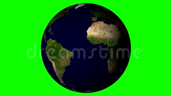 地球在绿色背景上旋转可循环使用视频的预览图