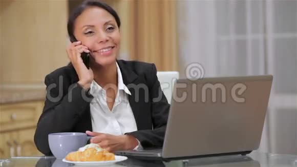 在家工作的女商人视频的预览图