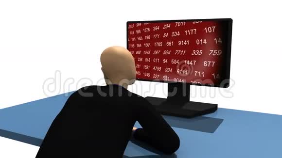 动画展示3D男子坐在桌面前的一张桌子视频的预览图