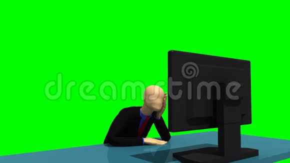 动画图形显示一个发光的3d男子看桌面视频的预览图