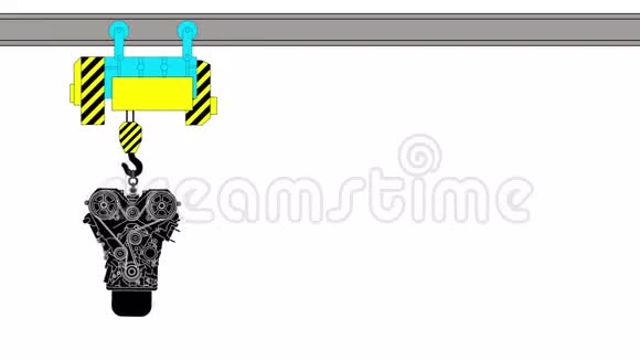 汽车修理用的升降装置白色屏幕背景4k动画视频的预览图