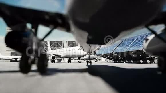 机场的飞机白天商务和旅游概念视频的预览图