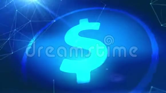美元货币图标动画蓝色数字元素背景技术视频的预览图
