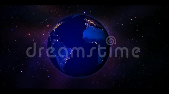 星球地球在夜晚与恒星视频的预览图