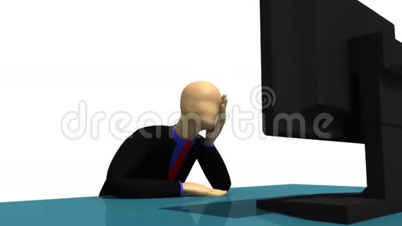 动画图形显示热情的3dman与桌面视频的预览图