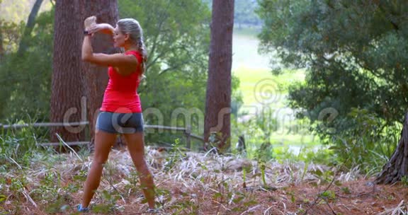 在森林里锻炼的女人视频的预览图