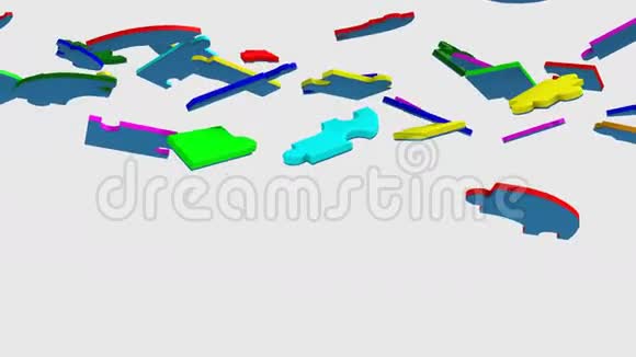 3D彩色拼图显示标题合作视频的预览图