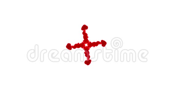 白色背景上的红色墨水流作为阿尔法通道使用卢马哑光视频的预览图