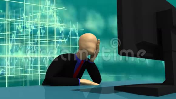 3dman坐在屏幕前的动画视频的预览图