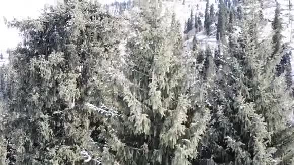 带着无人机的冬季山脉景观视频的预览图