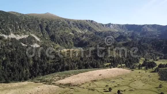 法国比利牛斯山脉和草地的鸟瞰图视频的预览图