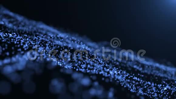蓝色粒子天然漂浮有机粒子在美丽的放松背景上带有波克的闪烁粒子视频的预览图