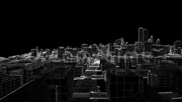 在勾画的城市里飞行股票录像视频的预览图