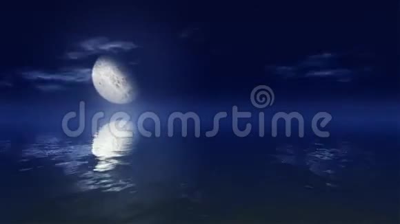 月球时间随着海洋的反射而流逝视频的预览图