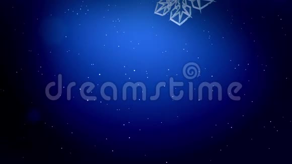 装饰的3d雪花漂浮在蓝色背景上的空气中用作圣诞新年贺卡或冬季动画视频的预览图