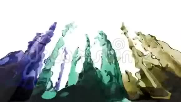 丰富多彩的抽象液体飞溅流体流动的交集视频的预览图