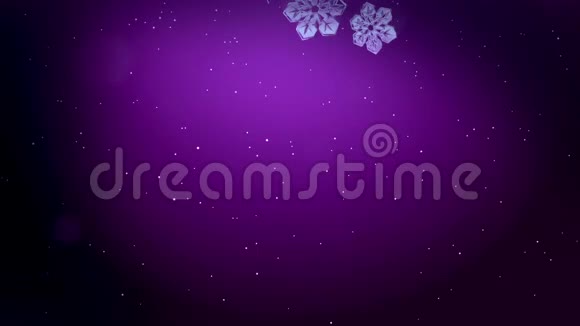 装饰3d雪花漂浮在紫色背景上的空气中用作圣诞新年贺卡或冬季动画视频的预览图