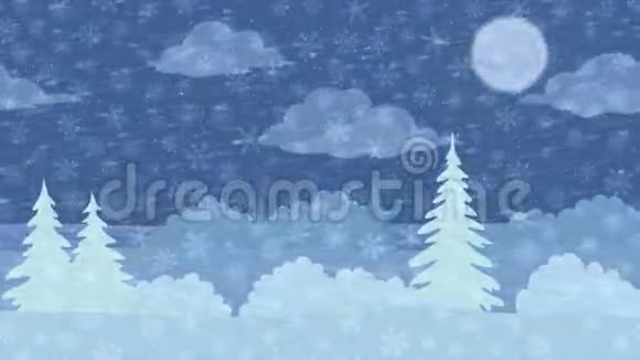 圣诞景观冬季森林无缝环路视频的预览图