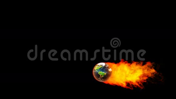黑色背景下火焰中的地球火球视频的预览图