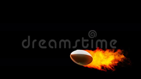黑色背景火焰中的橄榄球火球视频的预览图