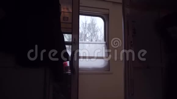 概念火车旅程旅行从生活方式的窗口欣赏美丽的风景一列火车火车旅行俄罗斯冬季视频的预览图