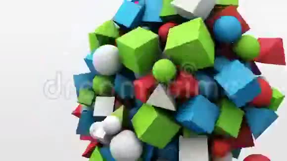 三维运动图形动态几何形状立方体锥球体等摘要背景视频的预览图