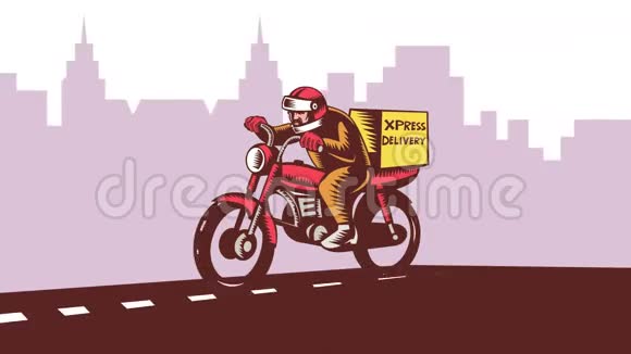 送货员骑摩托车复古视频的预览图