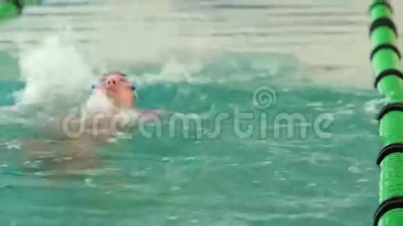 适合游泳的人在游泳池里做后泳视频的预览图