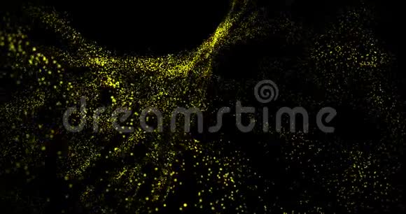 在黑色背景上舞动黄色粒子4k渲染循环视频动画视频的预览图
