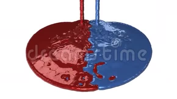 油漆红色和蓝色泄漏狂欢股票镜头视频的预览图
