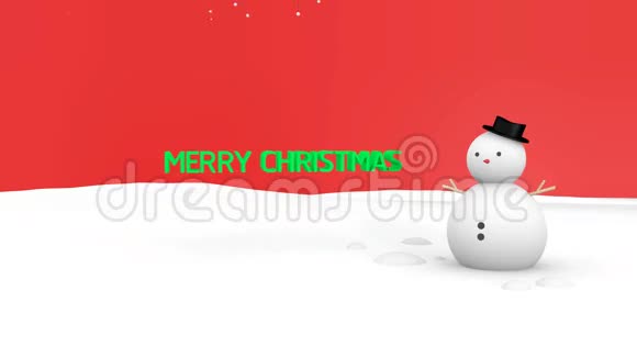 圣诞快乐和雪人蓝色背景视频的预览图