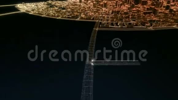 在城市中飞翔素描边缘发光库存录像视频的预览图