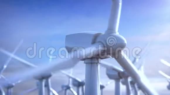 风力涡轮机的旋转直排的风车视频的预览图