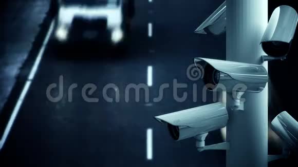 闭路电视摄像机在繁忙的道路上视频的预览图