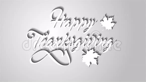 4K感恩节贺卡与感恩节快乐字母文字感恩循环感恩卡白色文字灰色视频的预览图