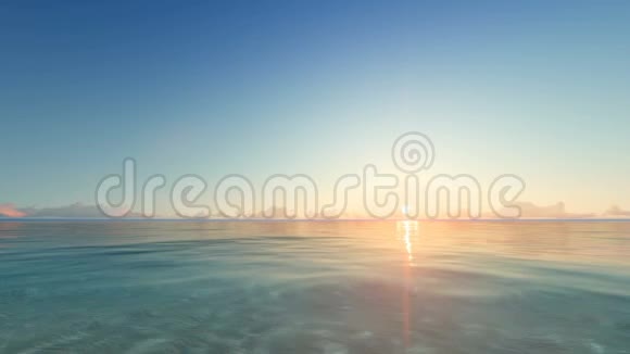 美丽的日落海滩3D渲染视频的预览图