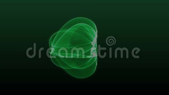 深绿色背景上的动画绿色抽象几何水母视频的预览图