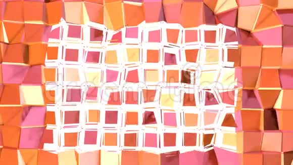 简单的低保利三维表面作为豪华环境软几何低聚运动背景下的移动纯粉红橙色视频的预览图
