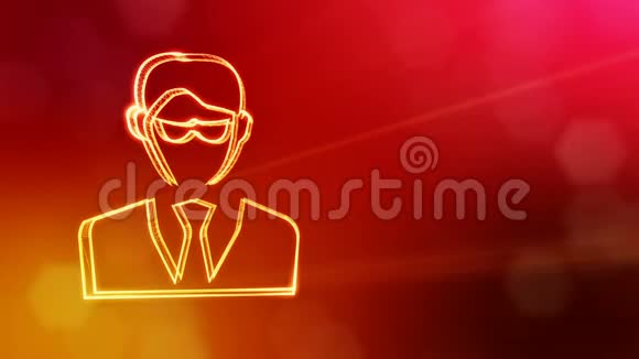 商人或黑客的运动图标背景由辉光粒子作为图像全息图3D无缝动画视频的预览图