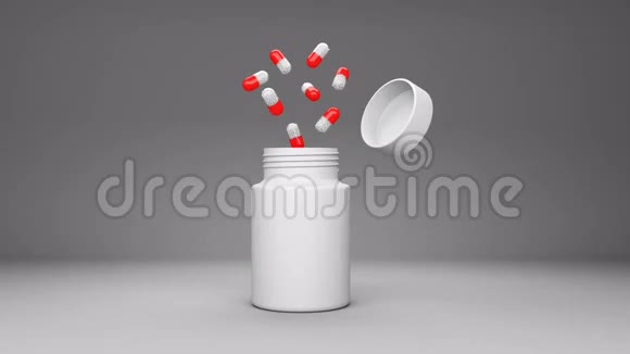 红色背景上的药丸瓶视频的预览图