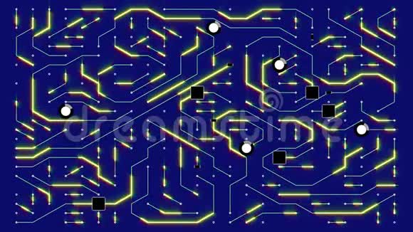 一个具有移动电子电子连接通信未来技术的未来主义电路板视频的预览图