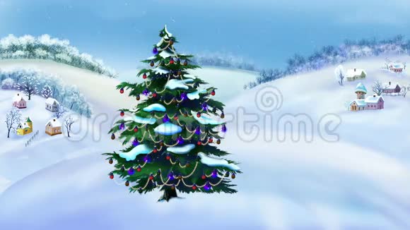 圣诞树在美好的冬日视频的预览图