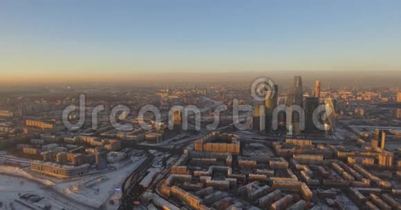 商业中心莫斯科市空中冬季视频的预览图