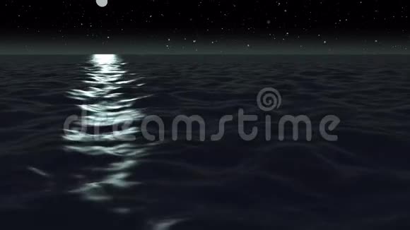 动画夜间在海洋上的月光视频的预览图