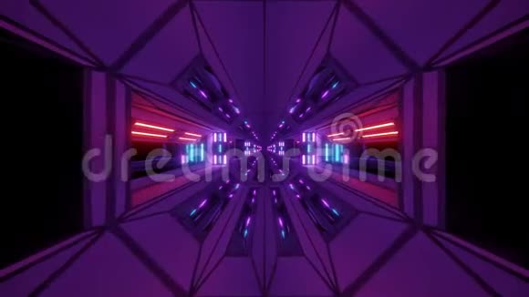 未来主义科幻空间飞机库隧道走廊与发光灯3d插图现场壁纸运动视频的预览图