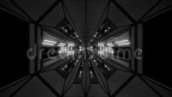 未来主义科幻空间飞机库隧道走廊与发光灯3d插图现场壁纸运动视频的预览图